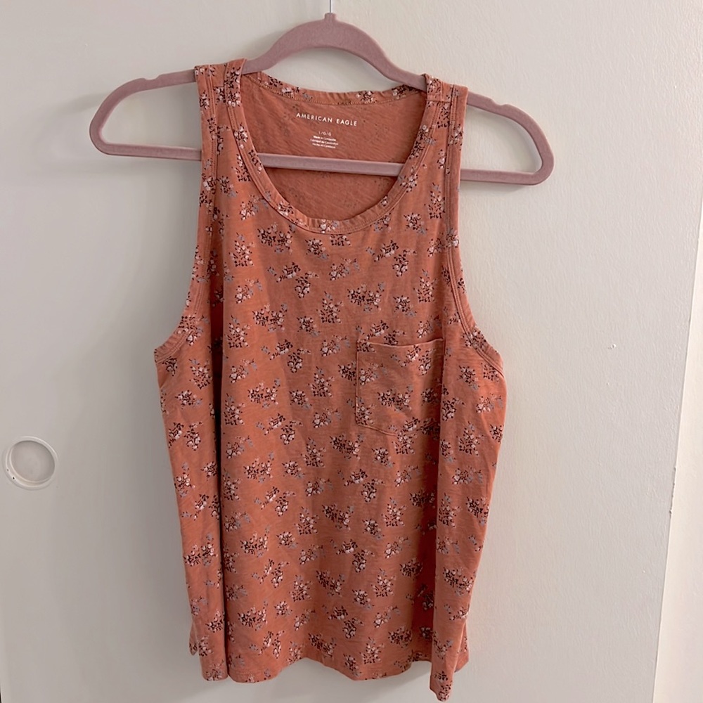 American Eagle orange floral tank - size L - NWT